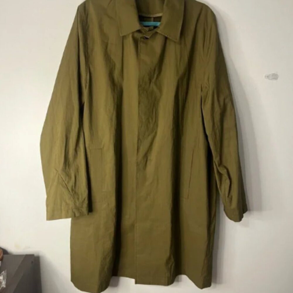 Men’s Walking Coat Billy Reid Herald Trench Coat in Olive Made in Italy Size L